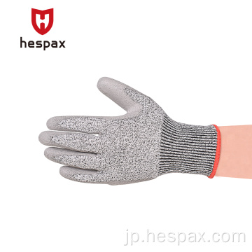 Hespax保護セーフティグローブPUパームコーティングアンチカット